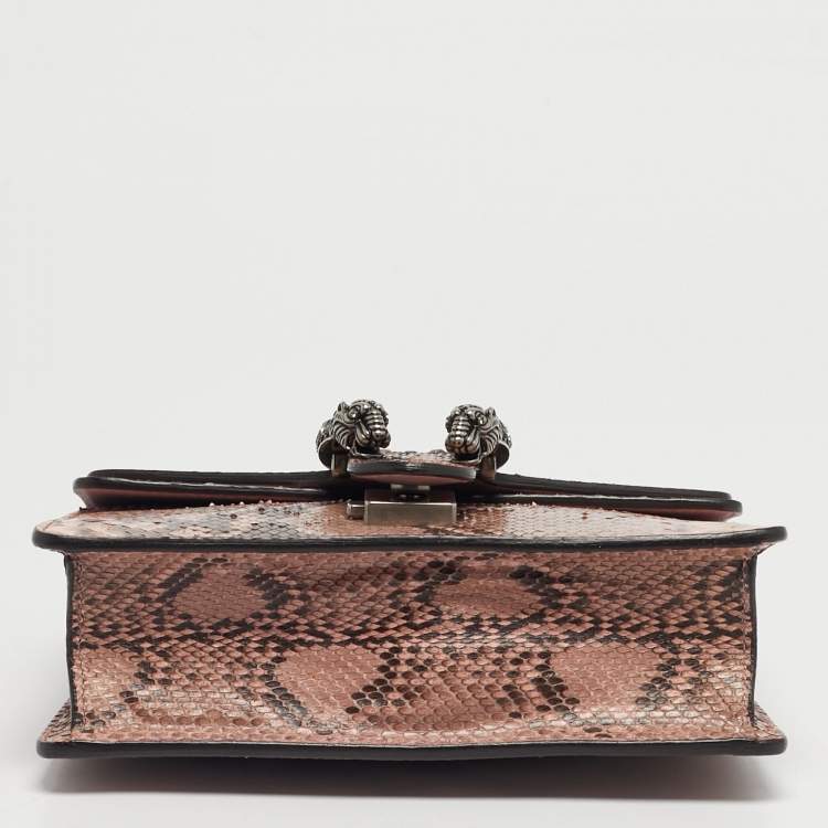 Pre Owned Gucci Pink Python Mini Crystal Dionysus Shoulder Bag