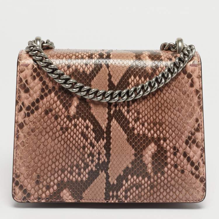 Pre Owned Gucci Pink Python Mini Crystal Dionysus Shoulder Bag