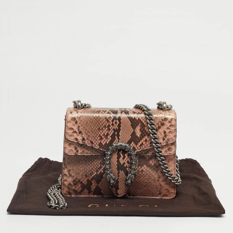 Pre Owned Gucci Pink Python Mini Crystal Dionysus Shoulder Bag