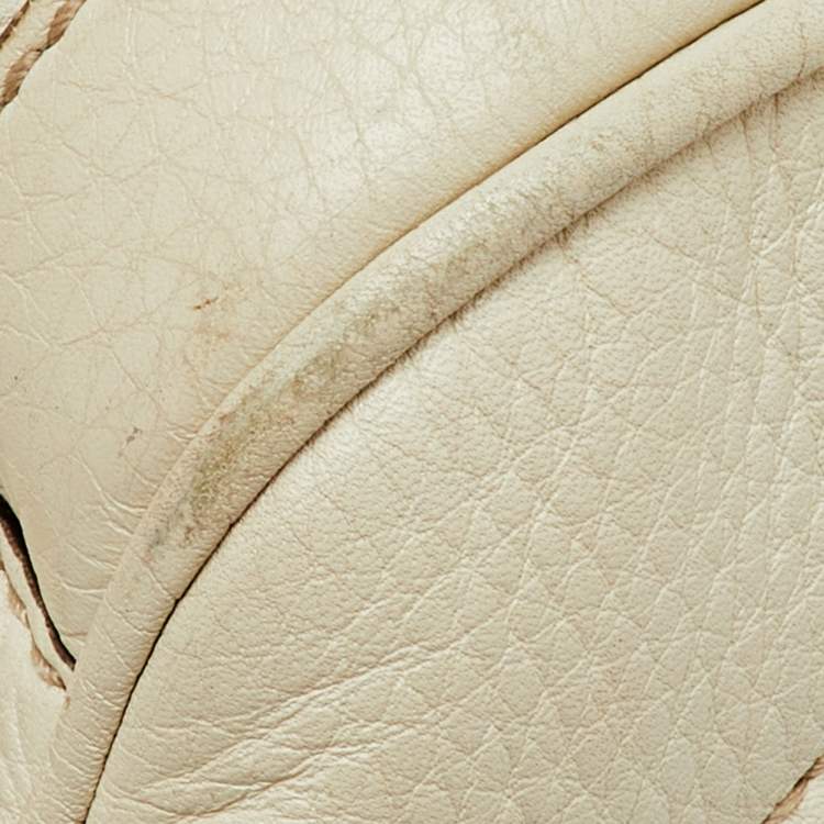Pre Owned Gucci Off White Leather Soho Boston Bag