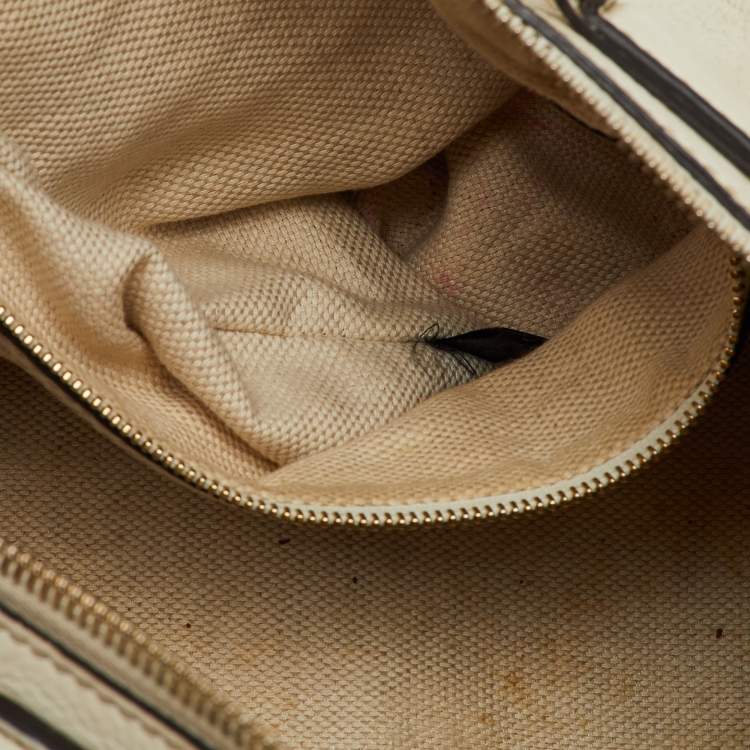 Pre Owned Gucci Off White Leather Soho Boston Bag