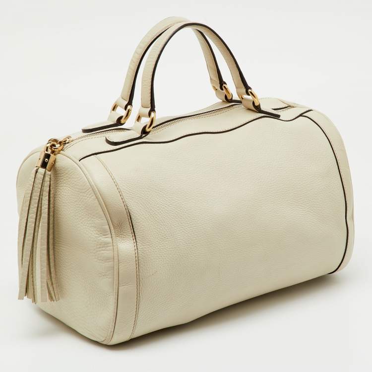 Pre Owned Gucci Off White Leather Soho Boston Bag