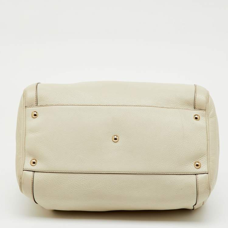 Pre Owned Gucci Off White Leather Soho Boston Bag