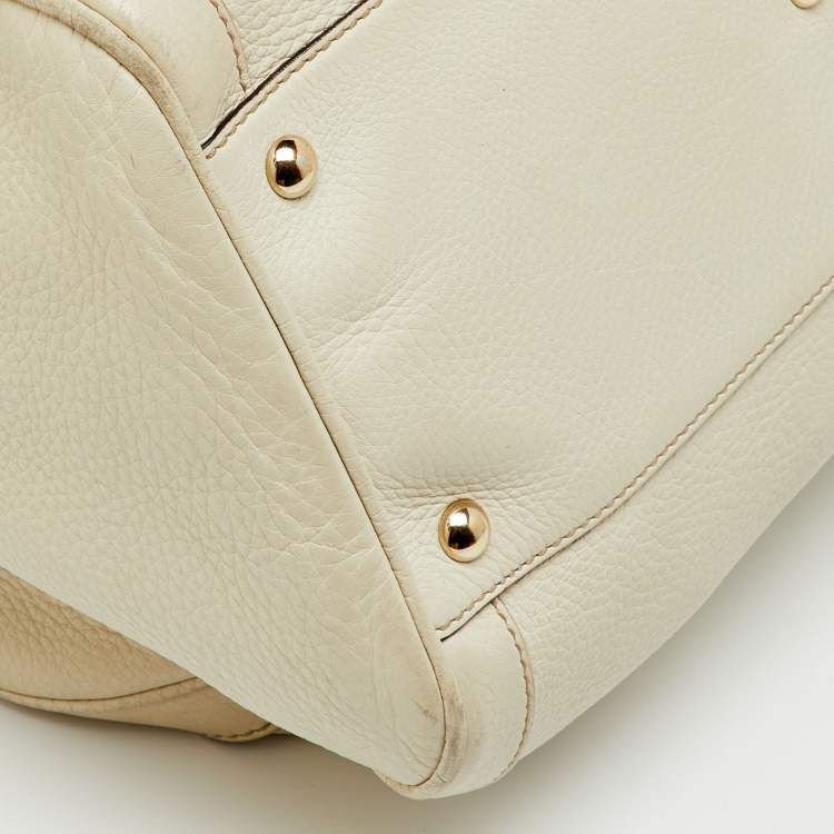 Pre Owned Gucci Off White Leather Soho Boston Bag