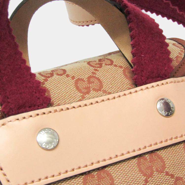 Pre Owned حقيبة ظهر غوتشي كانفاس جي جي جلد بيج بني