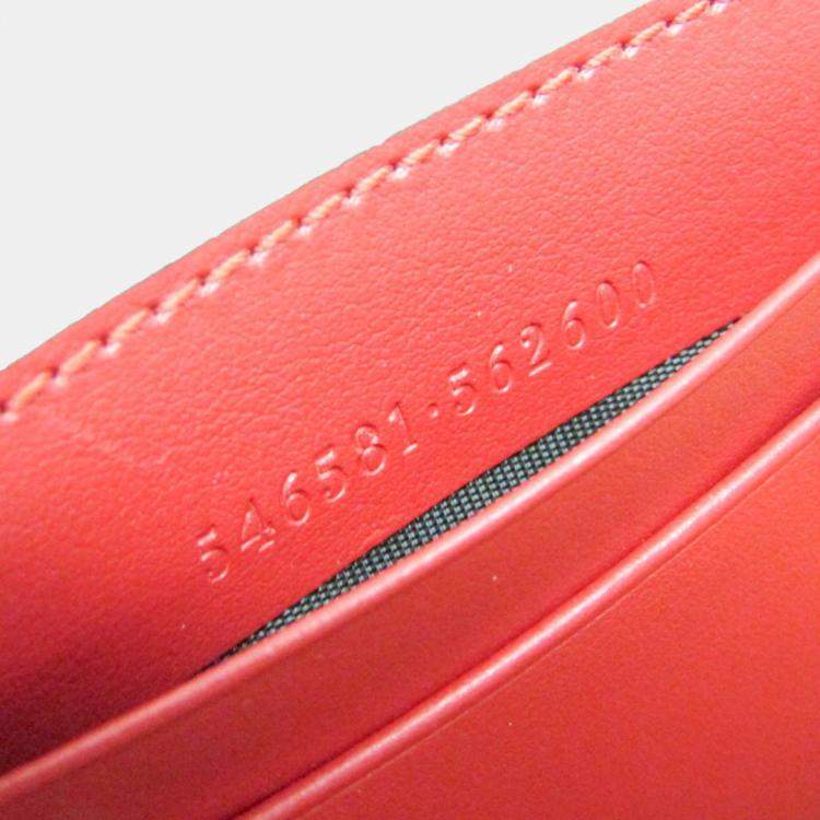 Pre Owned Gucci GG Marmont Leather Shoulder Bag Red Color