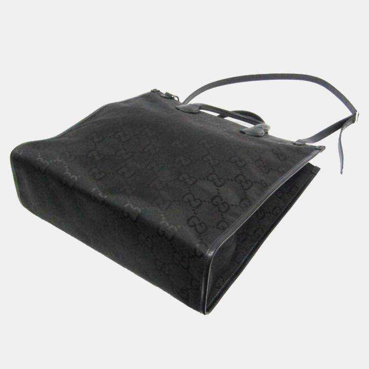 Pre Owned Gucci Off The Grid GG Nylon Canvas Leather Handbag Black