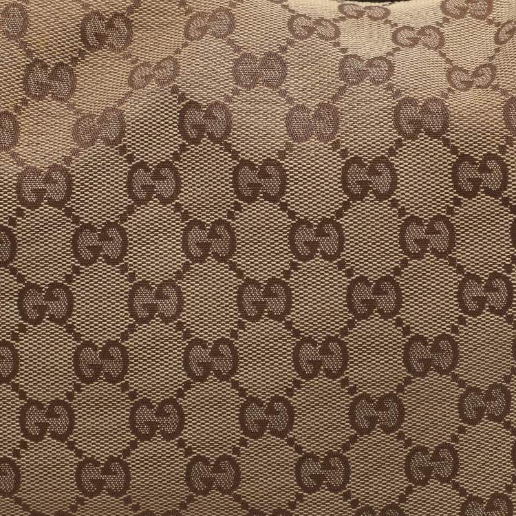 Pre Owned Gucci Brown/Beige GG Canvas Medium Techno Horsebit Hobo