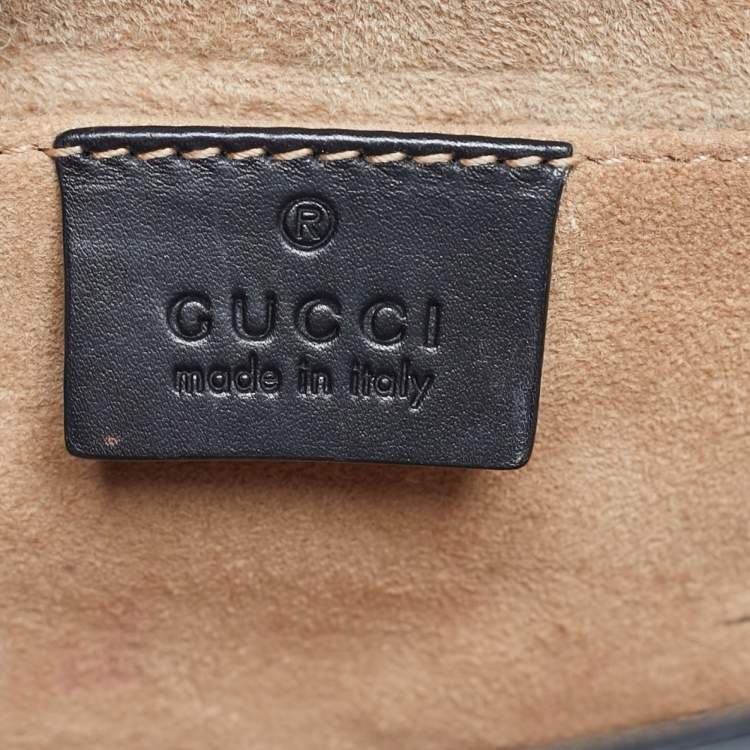 Pre Owned Gucci Black Leather Mini Web Sylvie Top Handle Bag