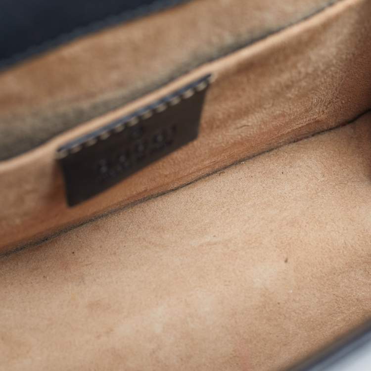 Pre Owned Gucci Black Leather Mini Web Sylvie Top Handle Bag