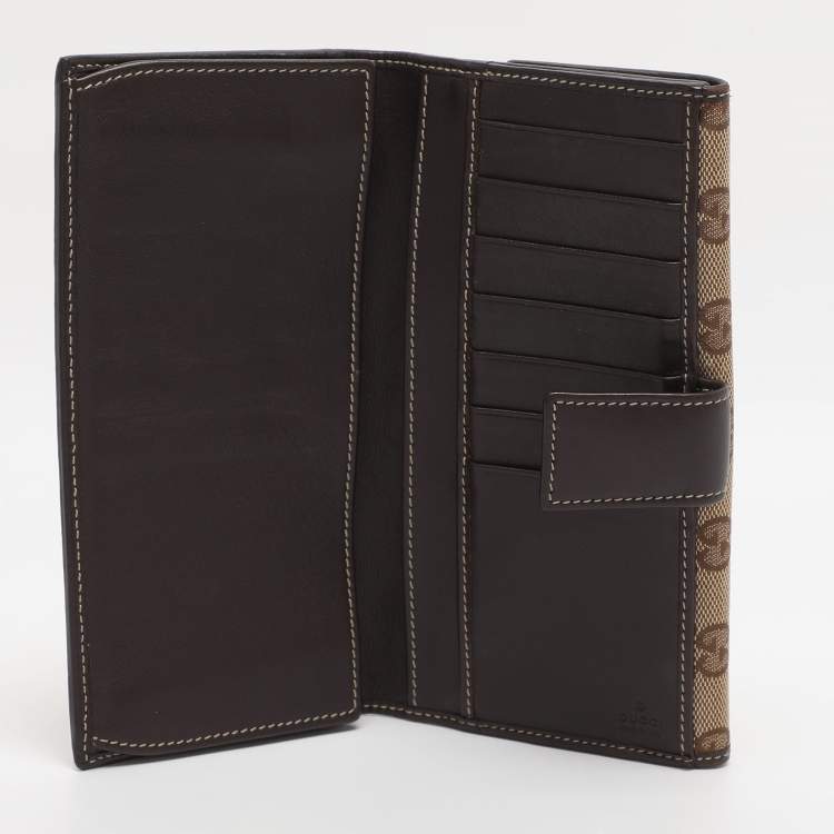 Pre Owned Gucci Beige/Brown GG Canvas Lovely Heart Continental Wallet