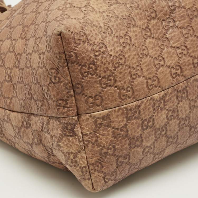 Pre Owned Gucci Brown Guccissima Leather Bamboo Tassel Tote