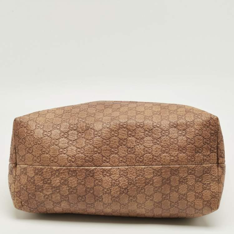 Pre Owned Gucci Brown Guccissima Leather Bamboo Tassel Tote