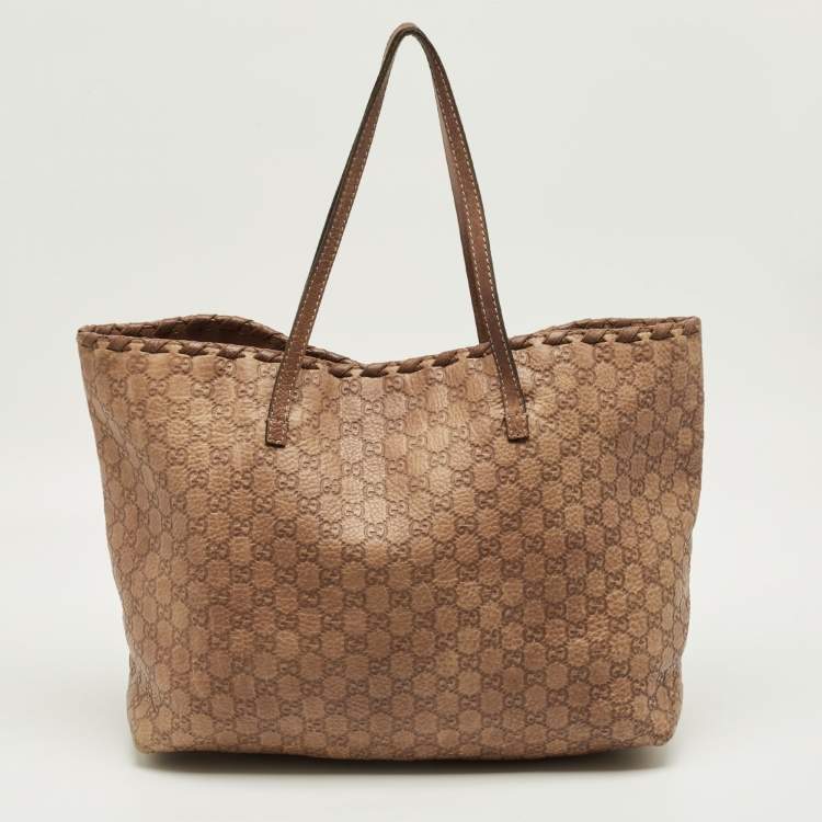 Pre Owned Gucci Brown Guccissima Leather Bamboo Tassel Tote