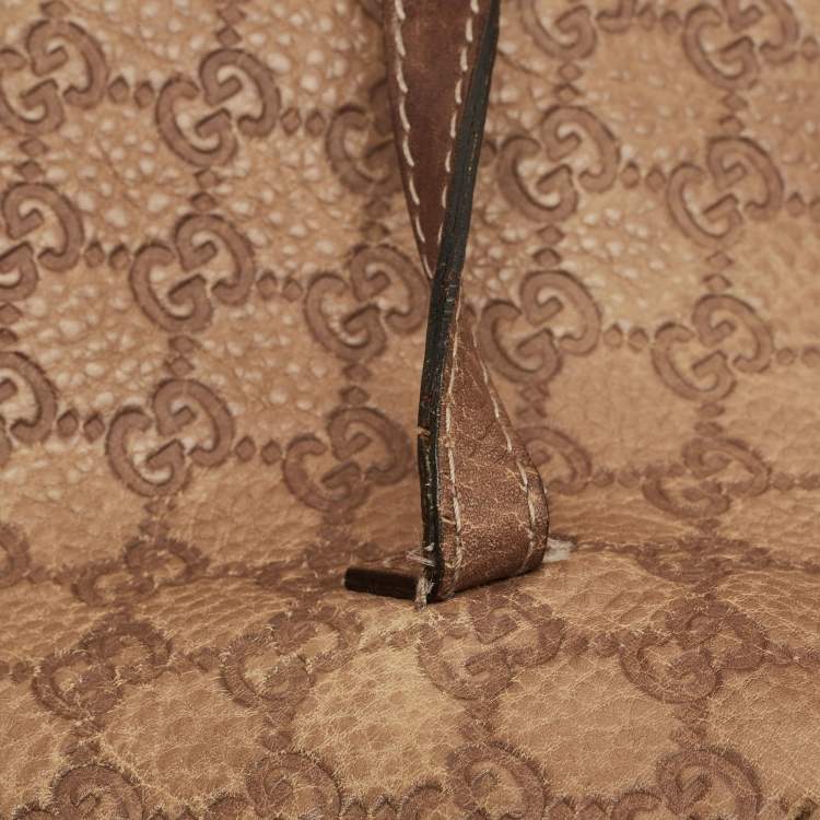 Pre Owned Gucci Brown Guccissima Leather Bamboo Tassel Tote