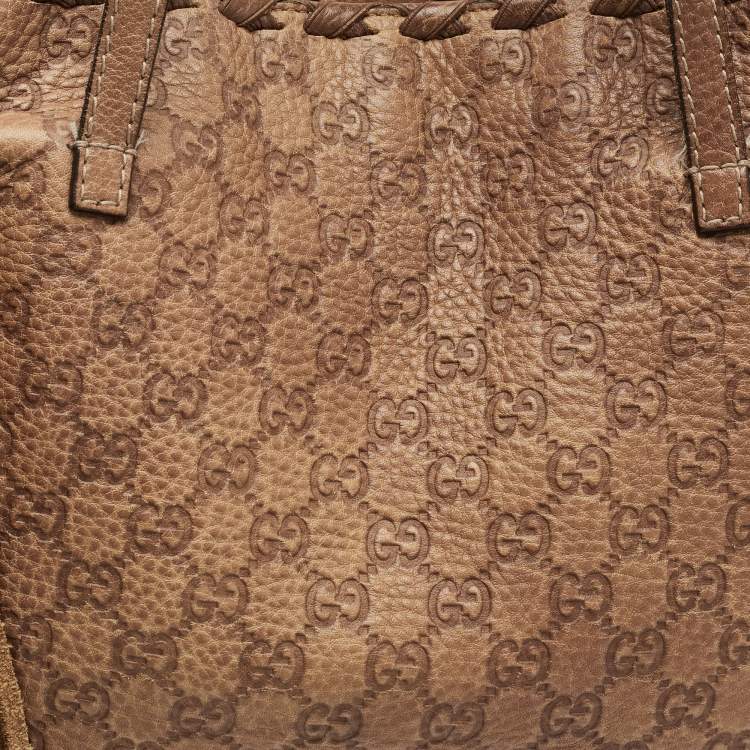 Pre Owned Gucci Brown Guccissima Leather Bamboo Tassel Tote