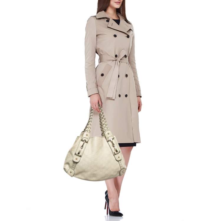 مملوكة مسبقًا Gucci Cream Guccissima Leather Pelham Bag