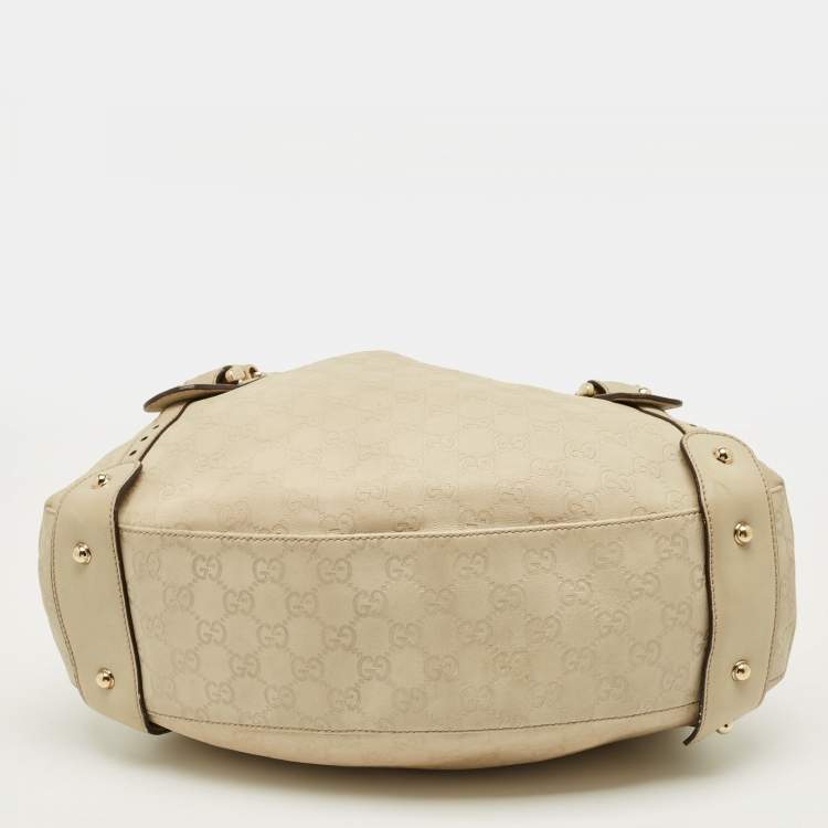 مملوكة مسبقًا Gucci Cream Guccissima Leather Pelham Bag