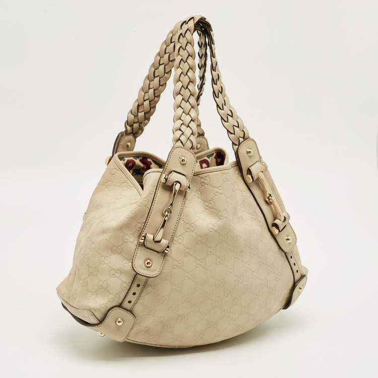 مملوكة مسبقًا Gucci Cream Guccissima Leather Pelham Bag
