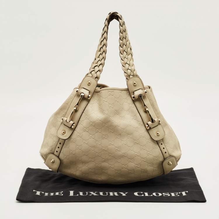 مملوكة مسبقًا Gucci Cream Guccissima Leather Pelham Bag