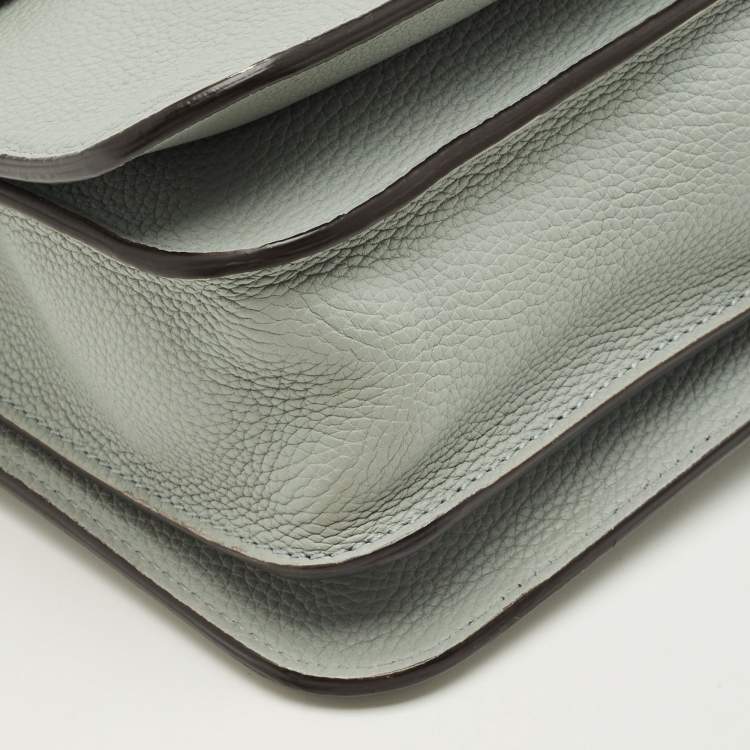 Pre Owned Gucci Light Blue Leather Soft Jackie Flap Shoulder Bag