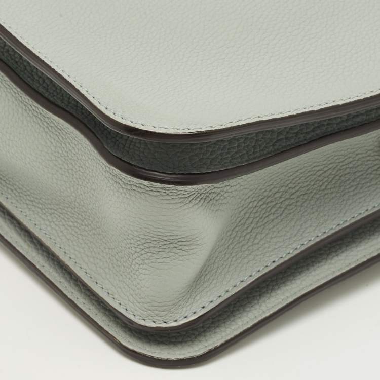 Pre Owned Gucci Light Blue Leather Soft Jackie Flap Shoulder Bag