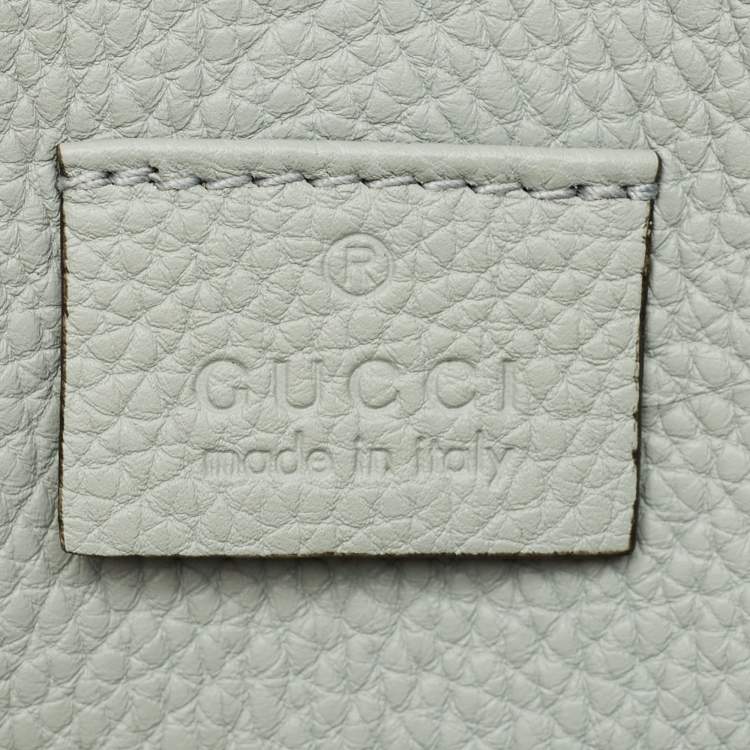 Pre Owned Gucci Light Blue Leather Soft Jackie Flap Shoulder Bag