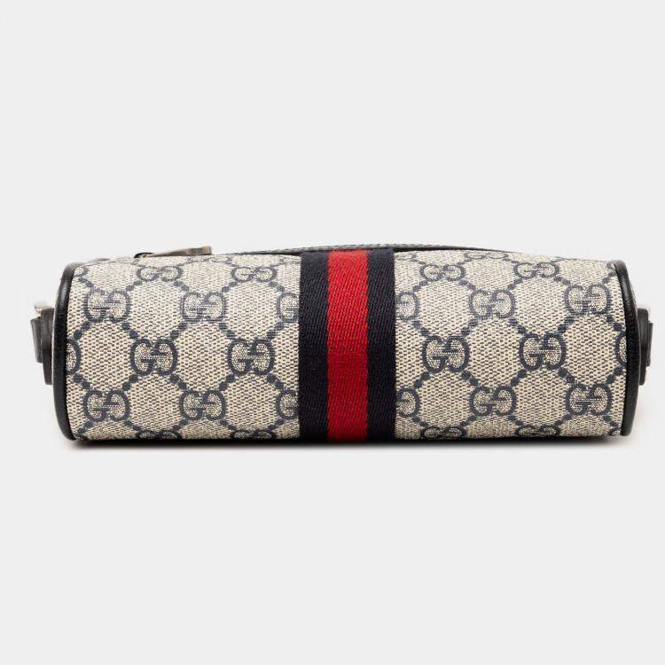 Pre Owned Gucci Grey Mini GG Supreme Ophidia Crossbody