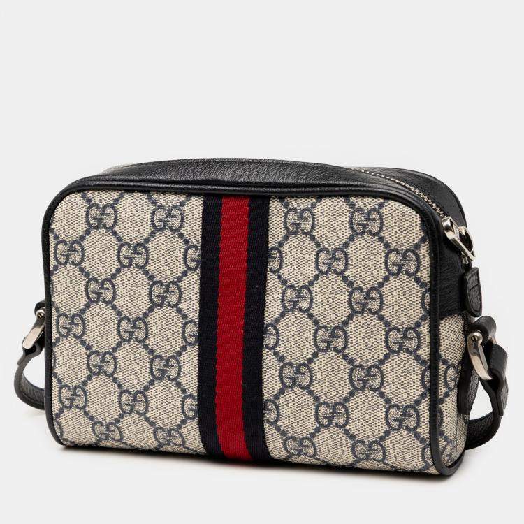Pre Owned Gucci Grey Mini GG Supreme Ophidia Crossbody