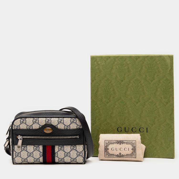 Pre Owned Gucci Grey Mini GG Supreme Ophidia Crossbody