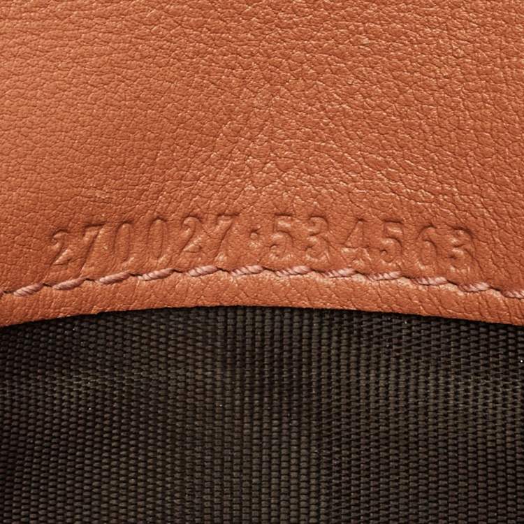 Pre Owned Gucci Beige/Peach GG Canvas and Leather Heart Charm Continental Wallet