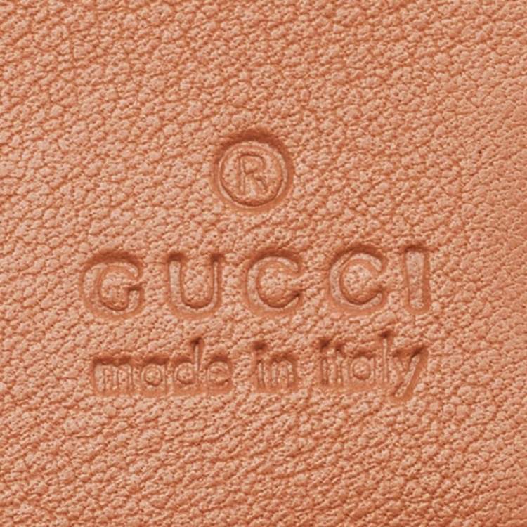 Pre Owned Gucci Beige/Peach GG Canvas and Leather Heart Charm Continental Wallet