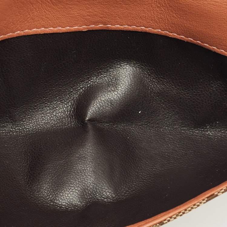 Pre Owned Gucci Beige/Peach GG Canvas and Leather Heart Charm Continental Wallet