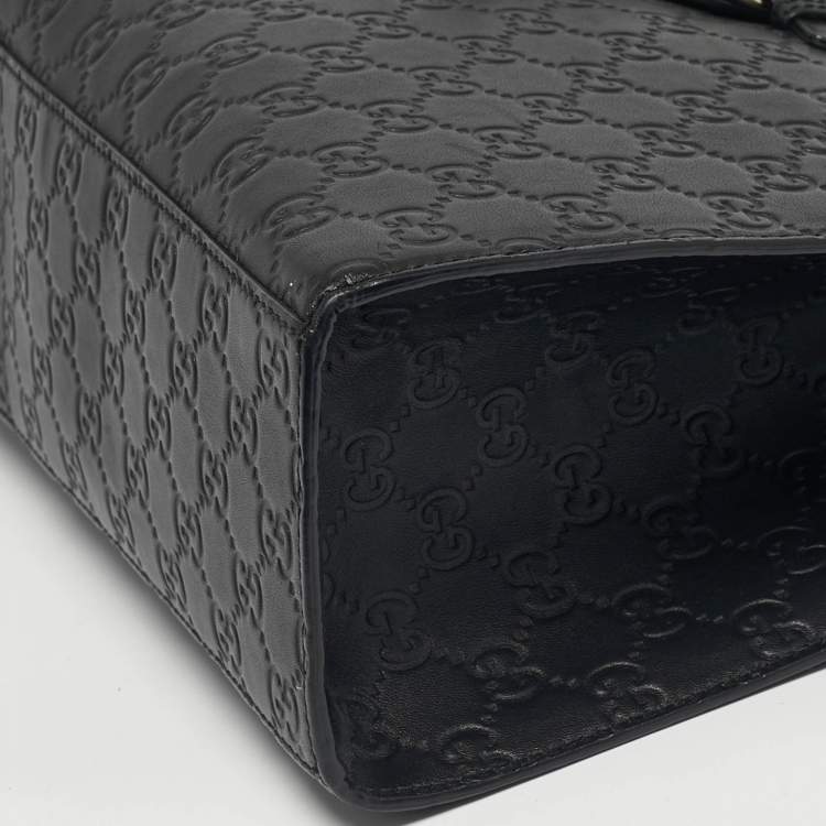 Pre Owned Gucci Black Guccissima Leather Large Emily Chain Shoulder Bag