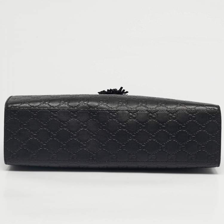 Pre Owned Gucci Black Guccissima Leather Large Emily Chain Shoulder Bag