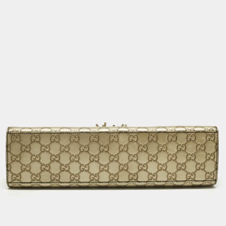 Pre Owned Gucci Pale Gold Guccissima Leather Large Emily Chain Shoulder Bag