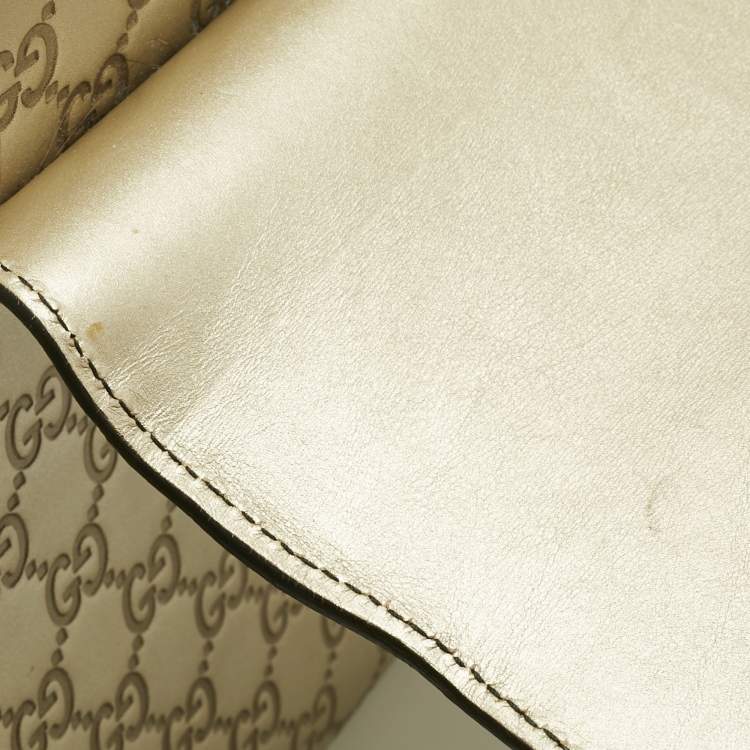 Pre Owned Gucci Pale Gold Guccissima Leather Large Emily Chain Shoulder Bag