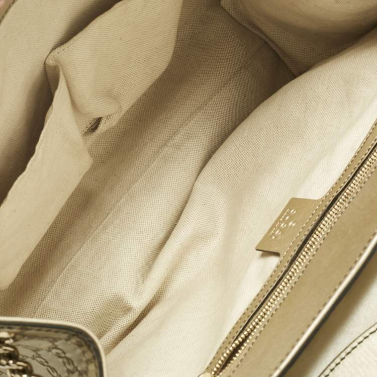 Pre Owned Gucci Pale Gold Guccissima Leather Large Emily Chain Shoulder Bag