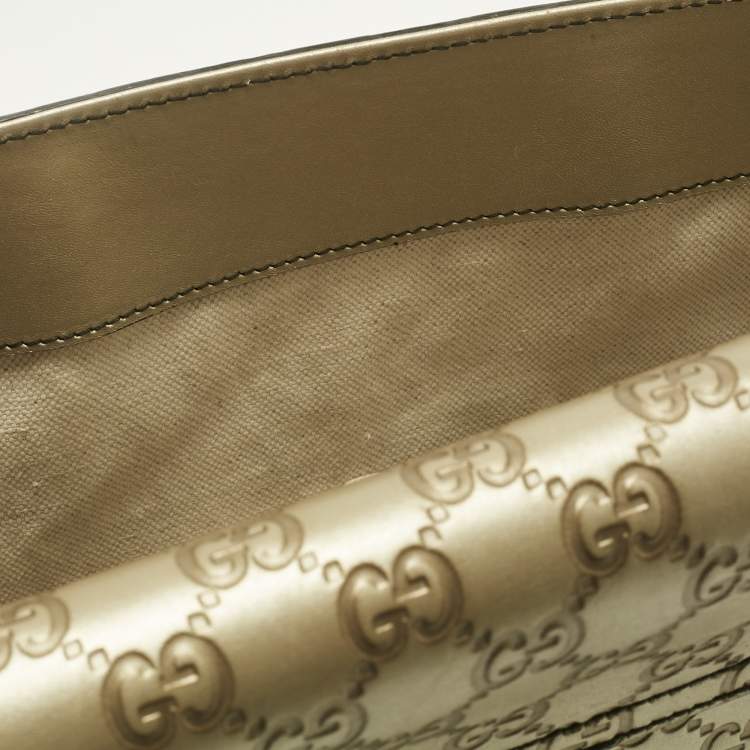 Pre Owned Gucci Pale Gold Guccissima Leather Large Emily Chain Shoulder Bag