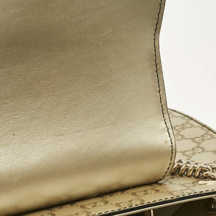 Pre Owned Gucci Pale Gold Guccissima Leather Large Emily Chain Shoulder Bag