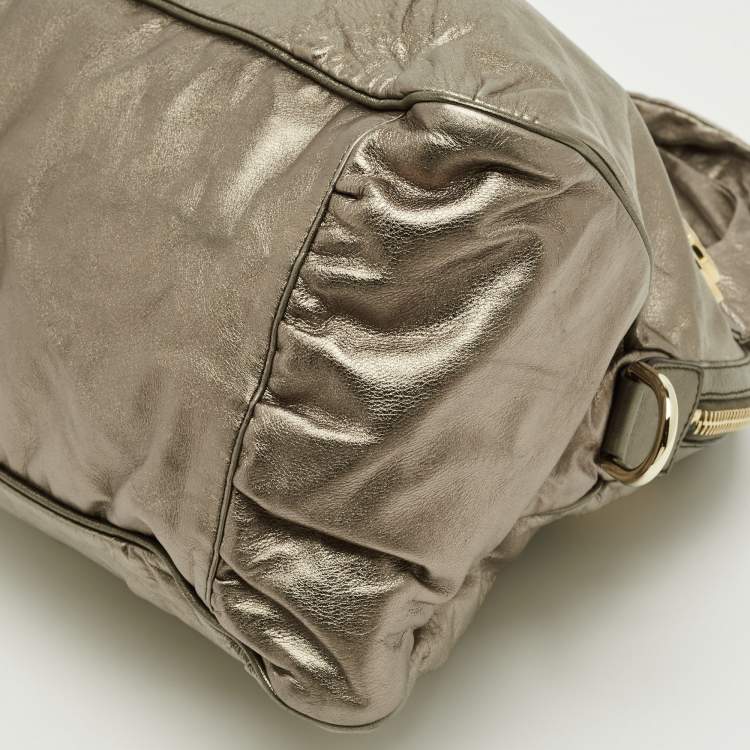 Pre Owned Gucci Metallic Leather Large Hysteria Satchel