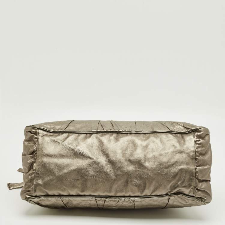 Pre Owned Gucci Metallic Leather Large Hysteria Satchel