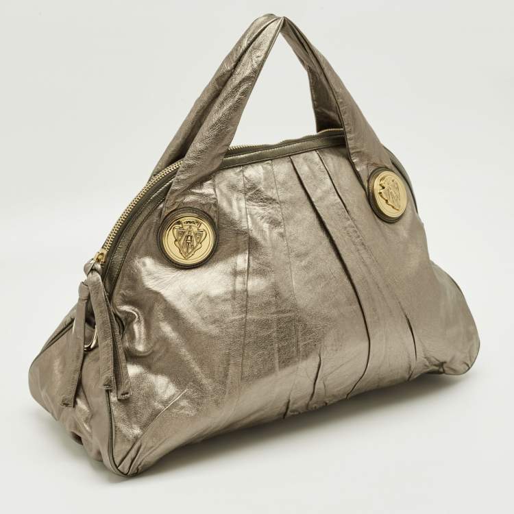 Pre Owned Gucci Metallic Leather Large Hysteria Satchel
