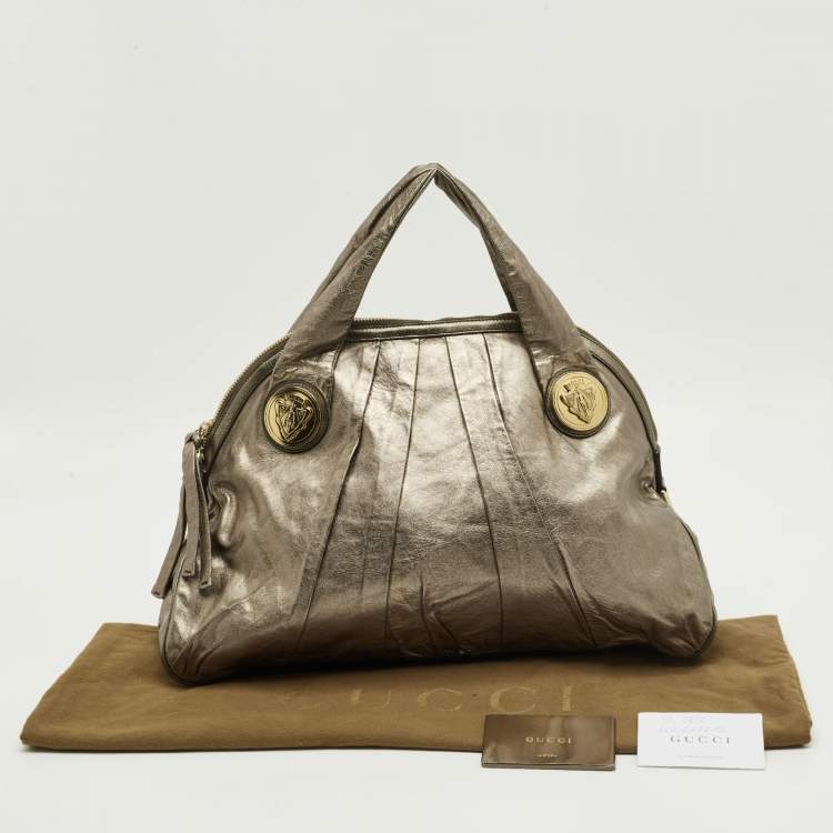 Pre Owned Gucci Metallic Leather Large Hysteria Satchel
