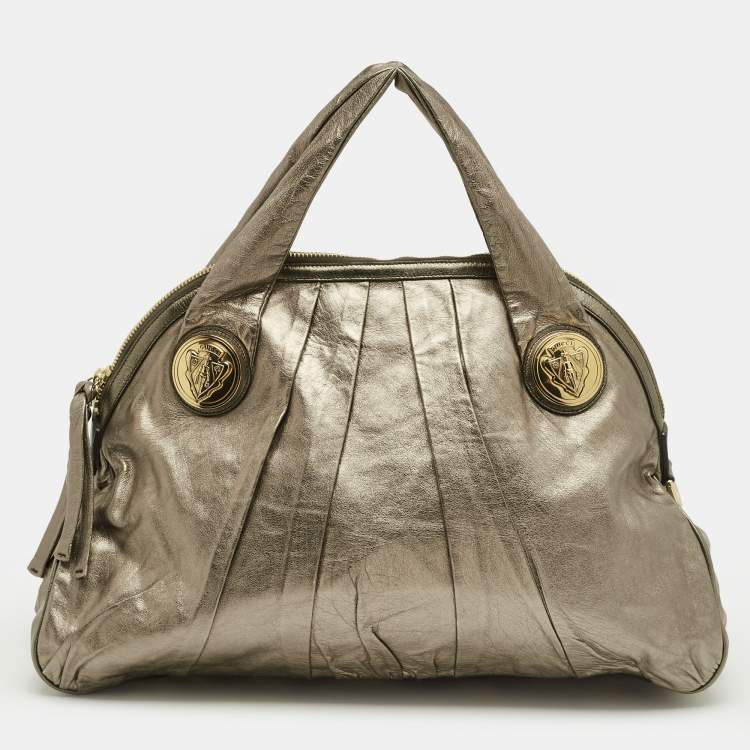 Pre Owned Gucci Metallic Leather Large Hysteria Satchel
