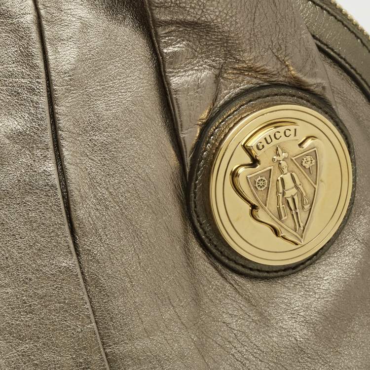 Pre Owned Gucci Metallic Leather Large Hysteria Satchel