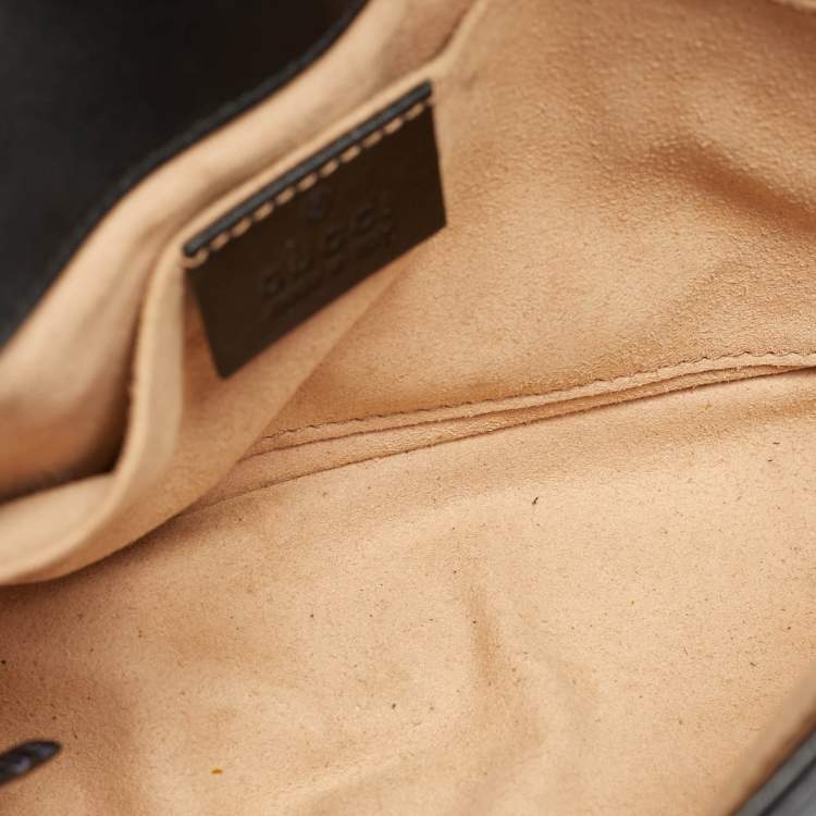 Pre Owned Gucci Black Matelassé Leather Mini GG Marmont Shoulder Bag