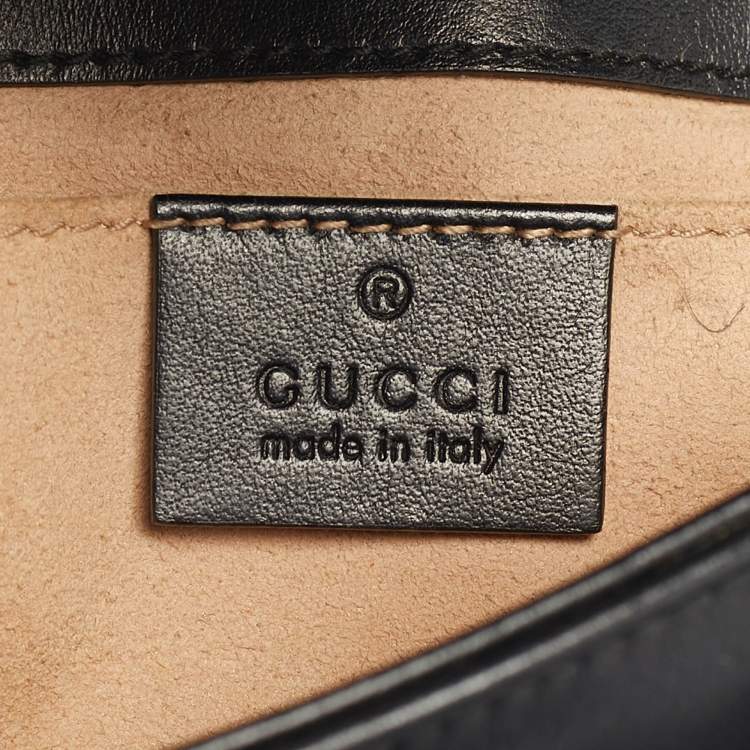 Pre Owned Gucci Black Matelassé Leather Mini GG Marmont Shoulder Bag