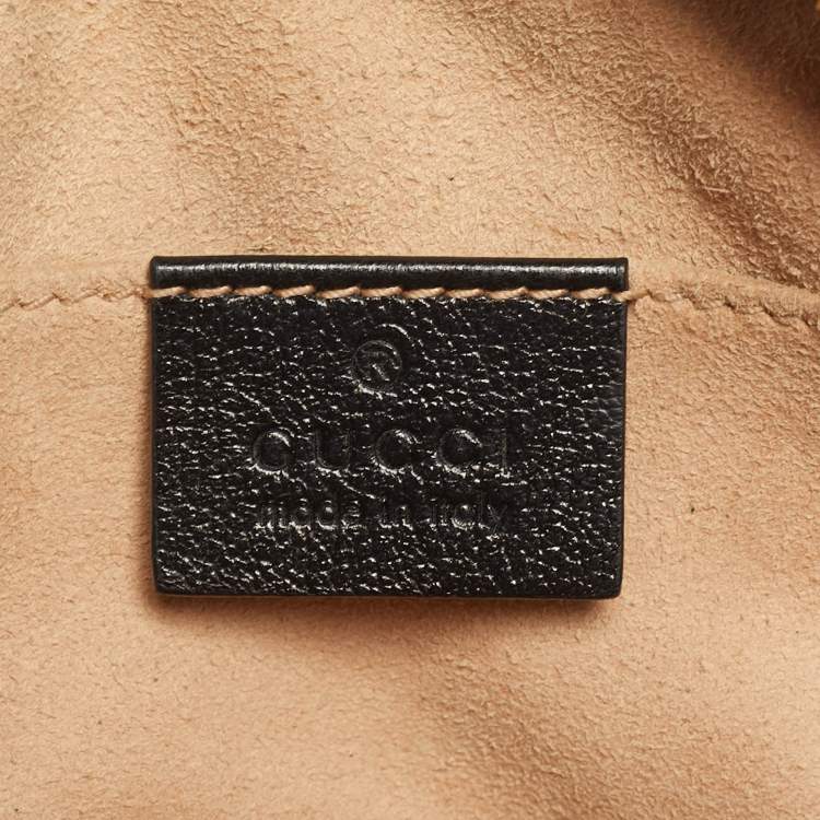 Pre Owned Gucci Black/Beige GG Canvas and Leather Small GG Marmont Camera Bag