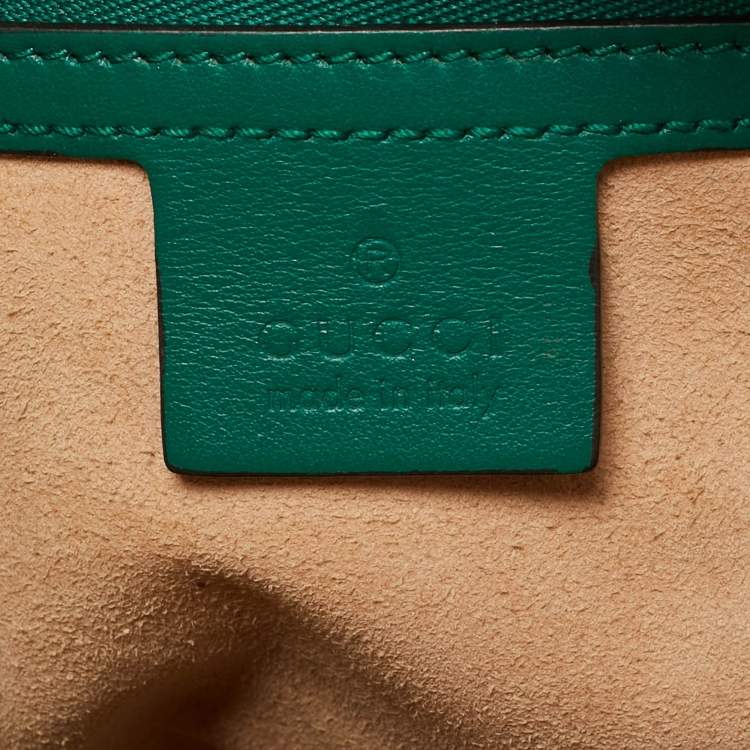 Pre Owned Gucci Green Matelasse Leather GG Marmont Camera Top Handle Bag
